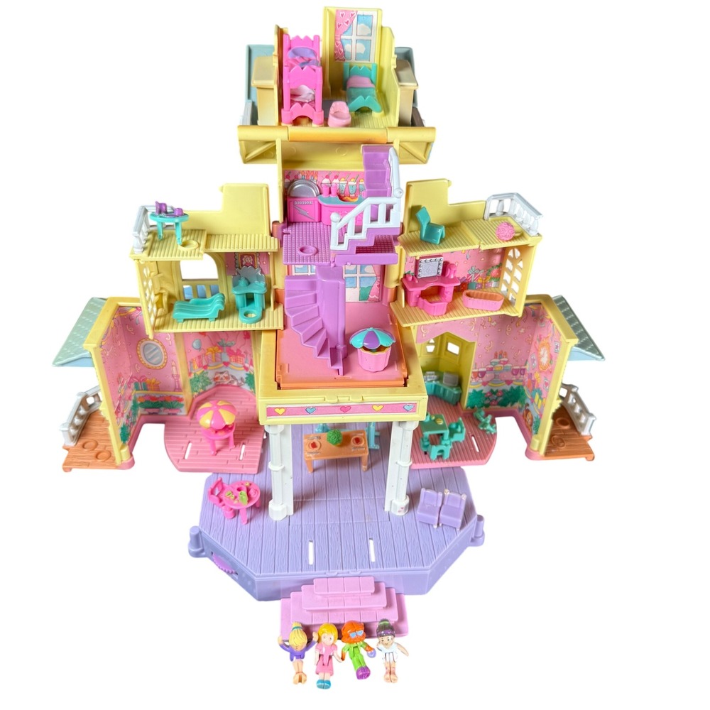 Vintage Bluebird Polly Pocket Clubhouse Pop-Up Party Playset Figures & Furniture